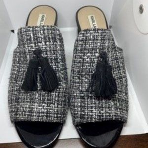 Karl Lagerfeld Hettie Tweed Tassel Mules, size 9